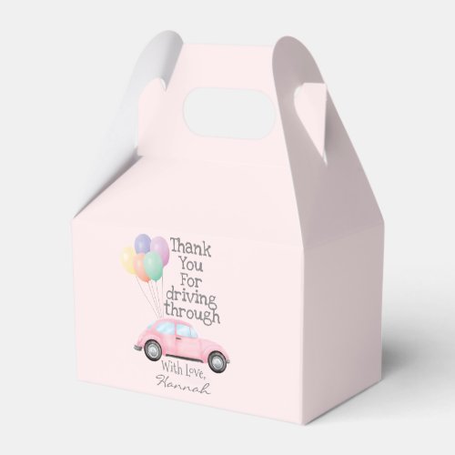 Drive By Baby Shower Parade Pink for Girl Favor Boxes