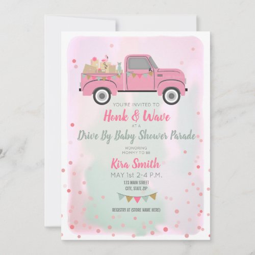 Drive By Baby Shower Parade Social Distancing Girl Invitation