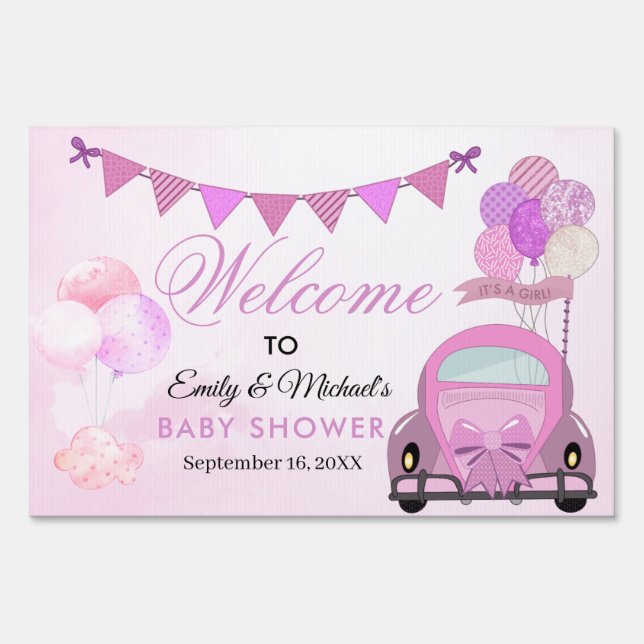 Drive By Baby Shower Parade Welcome Sign (Front)