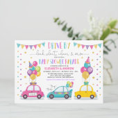Drive By Baby Shower Party Parade Quarantine Girl Invitation (Standing Front)