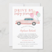 Drive By Baby Shower Pink Car Parade Invitation (Front)