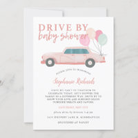 Drive By Baby Shower Pink Car Parade Invitation