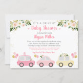 Drive By Baby Shower Pink Floral Invitation (Front)