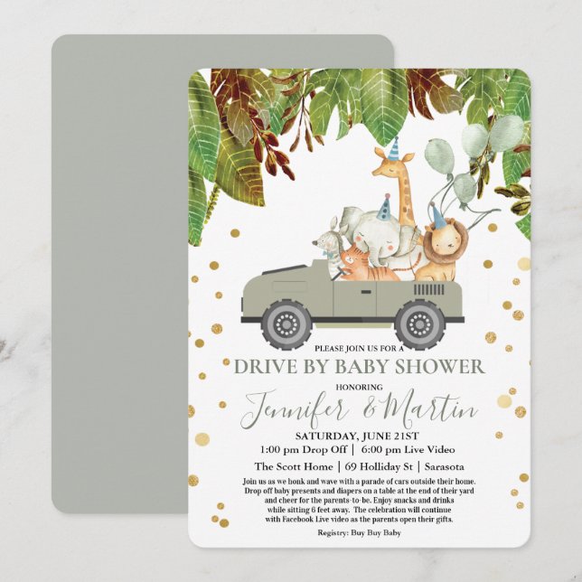 Drive By Baby Shower Virtual Baby Shower Invitation (Front/Back)