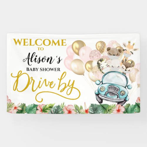 Drive By Baby Shower WELCOME BANNER  Cute Safari