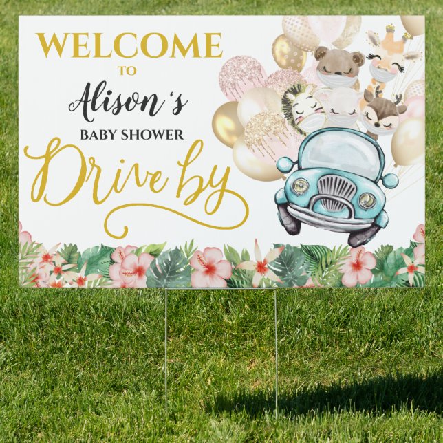 Drive By Baby Shower YARD SIGN | Safari Friends (Insitu)
