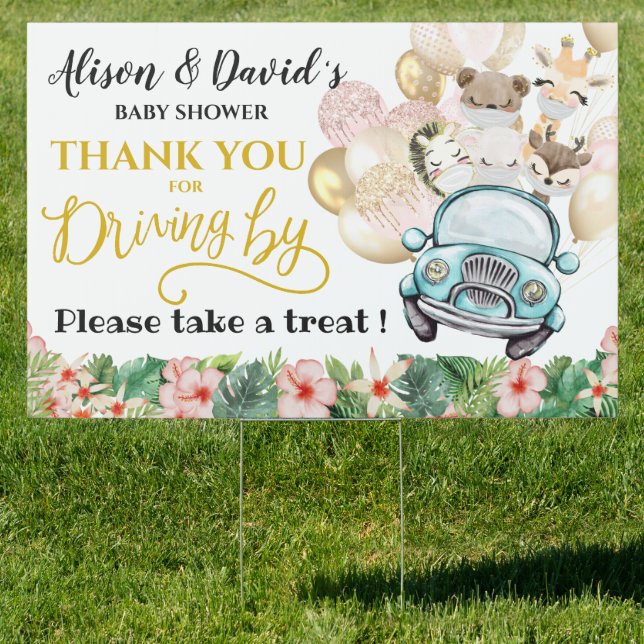 Drive By Baby Shower YARD SIGN | Safari Friends (Insitu)