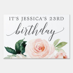Drive-by Birthday Blushing Blooms Yard Sign
