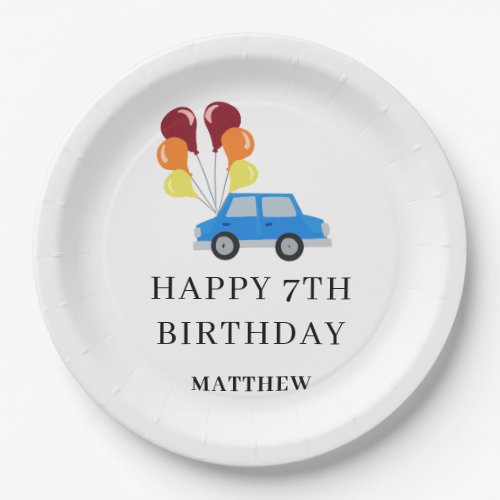 Drive_by Birthday Cute Blue Car Balloons Parade Paper Plates