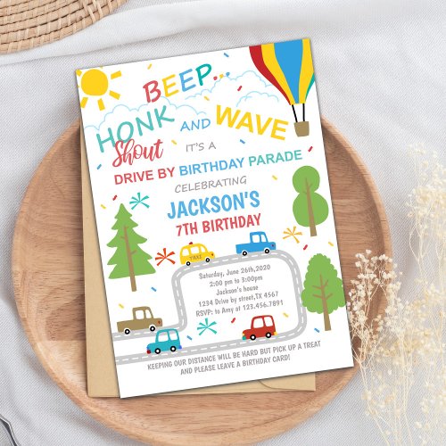 Drive By Birthday Invitation Drive by Parade Invitation