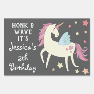 Drive-by Birthday Magical Flying Unicorn Yard Sign