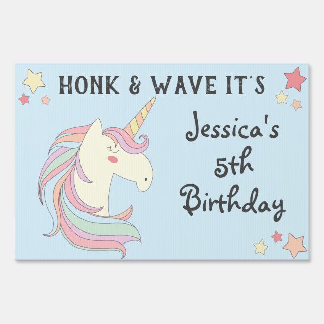 Drive-by Birthday Magical Unicorn Yard Sign (Front)