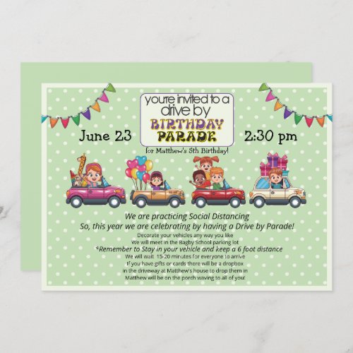 Drive By Birthday Parade for Child Invitation
