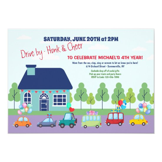 Drive By Birthday Parade Invitation