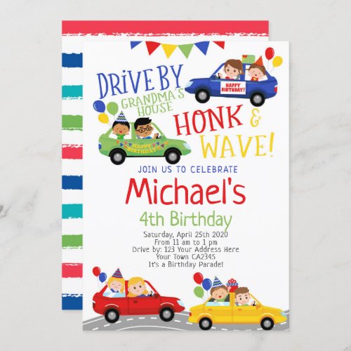 Drive By Birthday Parade Invitation