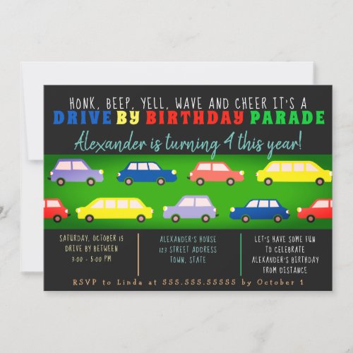 Drive By Birthday Parade Invitation