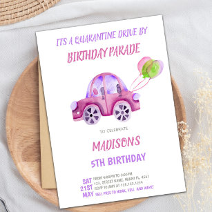 Drive by Birthday Parade Invitation, Girl Invite