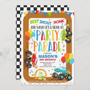 Drive By Birthday Parade Invitation Monster Trucks