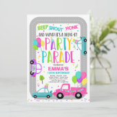 Drive By Birthday Parade Invitation Pink Parade (Standing Front)