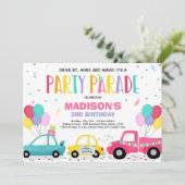Drive By Birthday Parade Invitation Pink Parade (Standing Front)