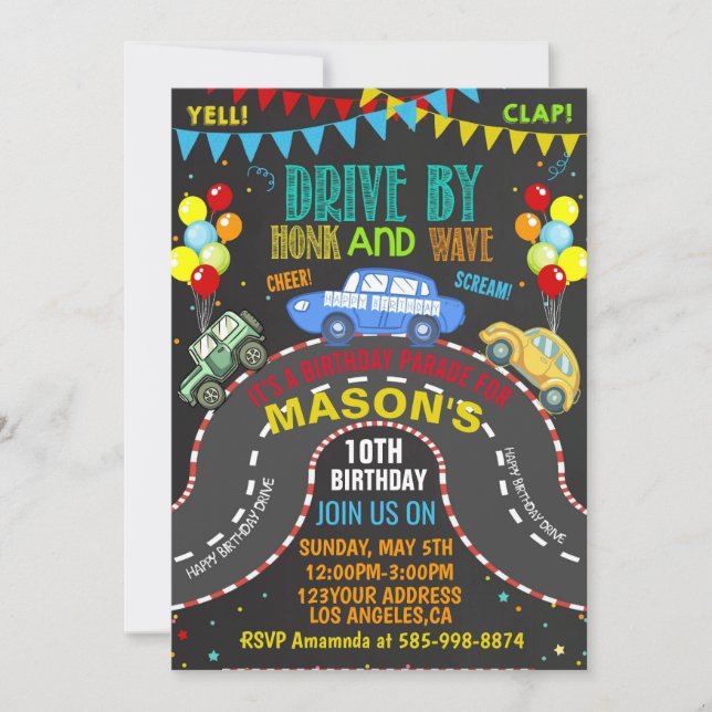 Drive By Birthday Parade invitation Quarantine (Front)