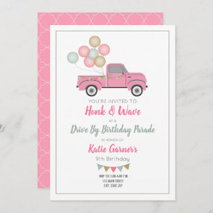 Drive By Birthday Parade Social Distancing Party Invitation