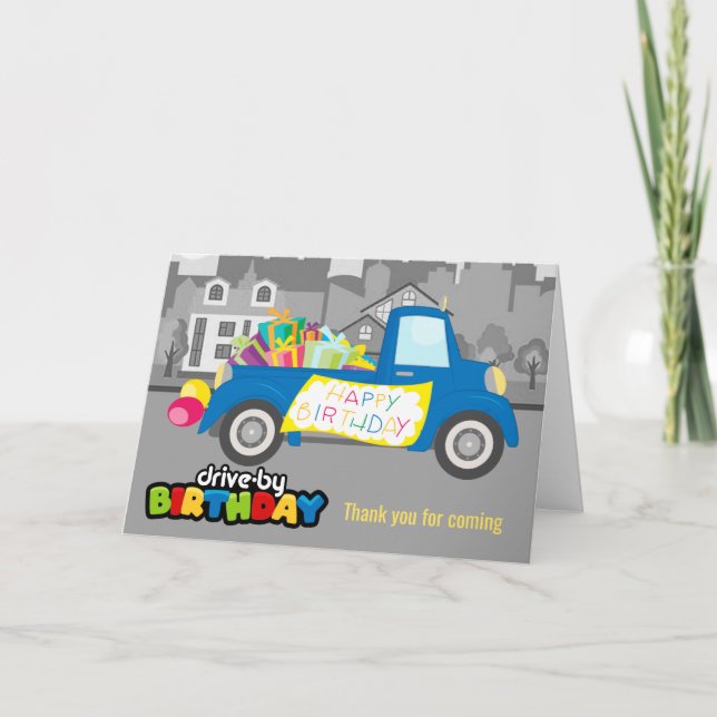 Drive by birthday party card (Front)