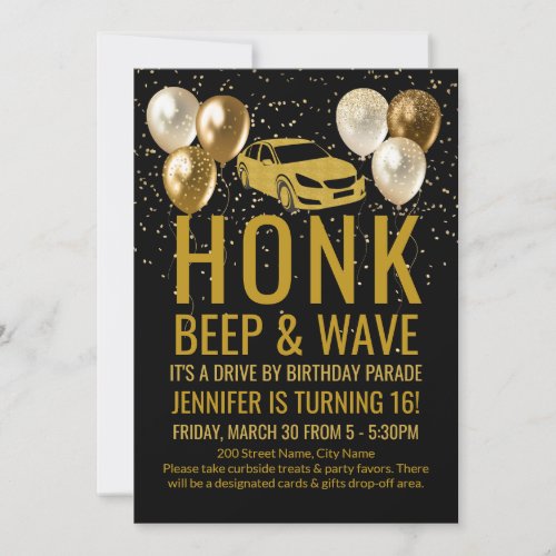 Drive by Birthday Party Parade Invitation