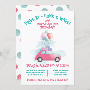 Drive by BIrthday Party Parade Invitation
