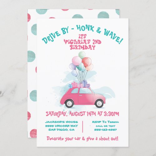 Drive by BIrthday Party Parade Invitation