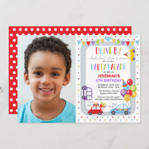 Drive By Birthday Party Parade Photo Invitation