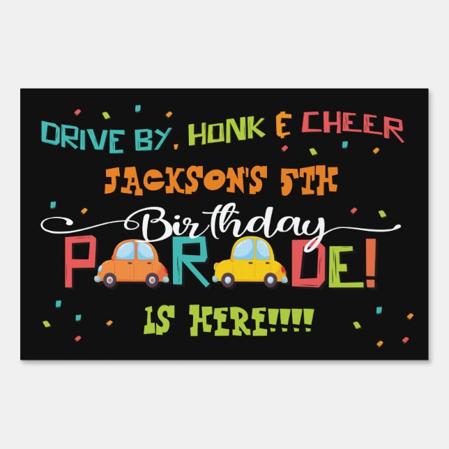 Drive by Birthday Party Parade Sign (Front)