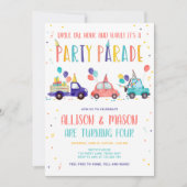 Drive By Birthday Party Parade Twins Drive Through Invitation (Front)