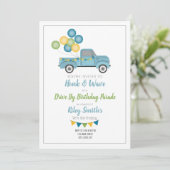 Drive By Birthday Social Distance Blue Truck Invitation (Standing Front)