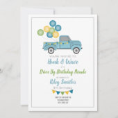 Drive By Birthday Social Distance Blue Truck Invitation (Front)
