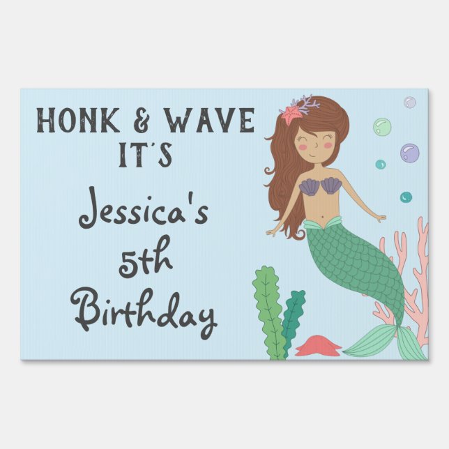 Drive-by Birthday Under The Sea Mermaid Yard Sign (Front)