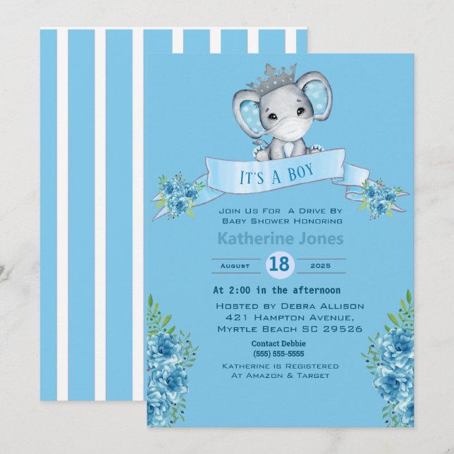 Drive By Boys Baby Shower Invitations (Front/Back)