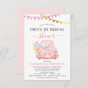 Drive By Bridal Shower Blush Pink Gold Foil Invitation