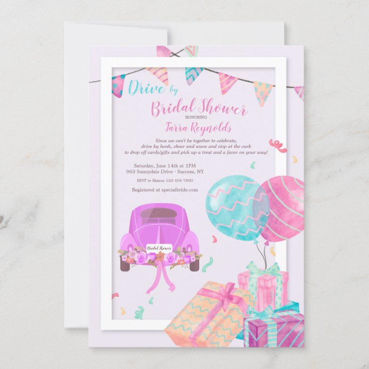 Drive By Bridal Shower Invitation Zazzle