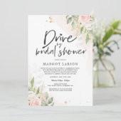 Drive By Bridal Shower Invitation Greenery & Gold (Standing Front)