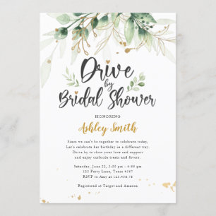 Drive By Bridal Shower Invitation Greenery Shower