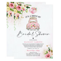 Drive By Bridal Shower Invitation Pink Floral