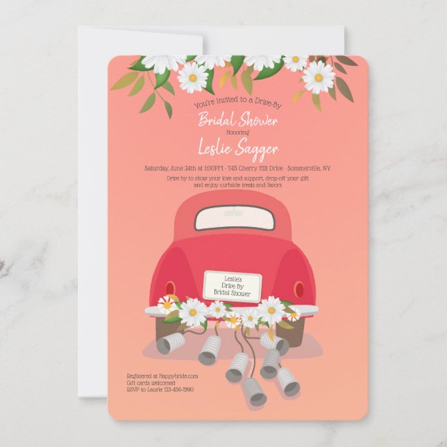 Drive By Bridal Shower Invitations (Front)