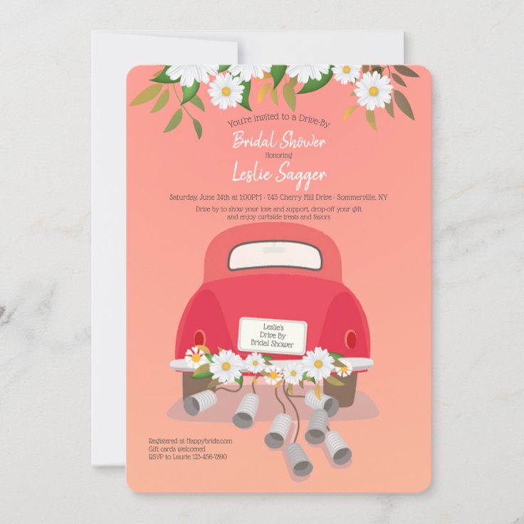 Drive By Bridal Shower Invitations Zazzle
