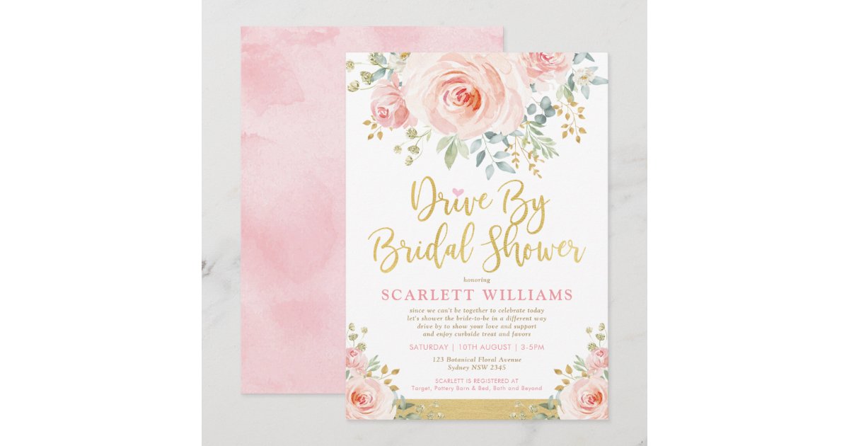 Drive By Bridal Shower Quarantine Wedding Parade Invitation Zazzle