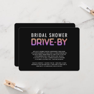  Drive By Bridal Shower Rainbow Colors Invitation