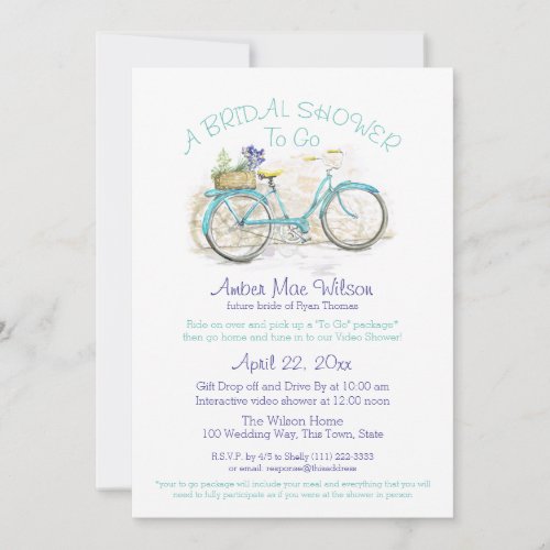 Drive By Bridal Shower Vintage Bicycle Invitation