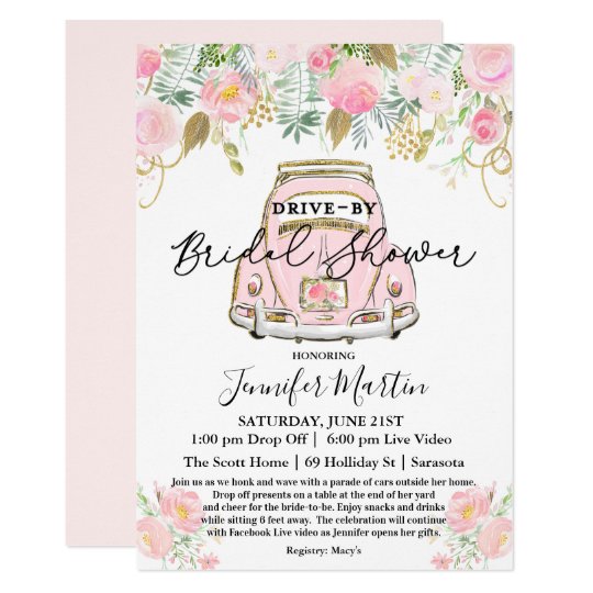 Drive By Bridal Shower Virtual Bridal Shower Invitation