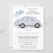 Drive by Bridal Shower Watercolor Floral Blue Car Invitation (Front)