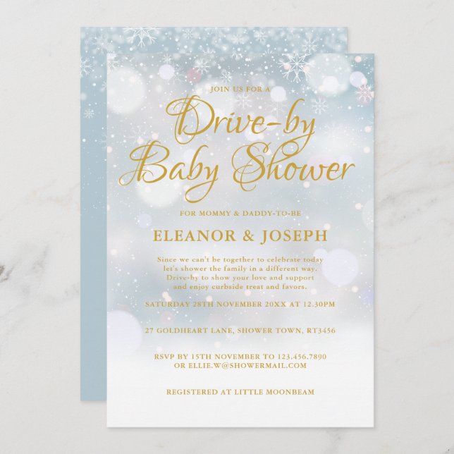 Drive-by Couples Winter Baby Shower Sprinkle Invitation (Front/Back)